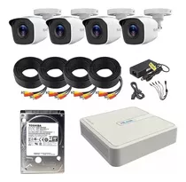 Kit Circuito Cerrado 4 Cámaras Hd Cctv 1 Mp Hikvision 500gb