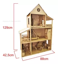 Casa Boneca Barbie Mobiliada C/ 29 Móveis 129x88x42 Mdf +fre