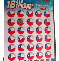 Pack 30 Chapitas Bandera Chile Metálica 3.8cm Fechas Patrias