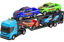 Caminhão Cegonheira Carreta C/ 4 Carrinhos Bs Toys