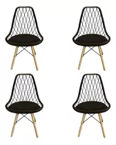 Silla Hogar Eames Calada Dante Flia Hdc Group, Pack X4 Unidades Color Negro