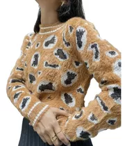 Sweater Importado  Animal Print Pelo De Mono