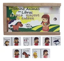 Dominó Educativo Animais Em Libras 28 Peças Jogo Pedagógico