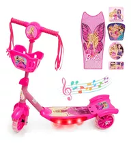 Patinete Barbie 3 Rodas Infantil Cesta Luz Musica 3 Modelos