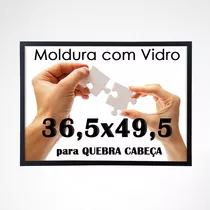 Moldura Quadro 36,5x49,5cm P/ Quebra Cabeça Grow Puzzle 500 Cor Preto