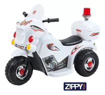 Mini Moto Elétrica Infantil A Bateria 6v Luz E Baú Policial Cor Branco