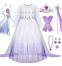 Vestido De Princesa Elsa, Halloween, Diseño Elsa Queen Of Frozen 2 Para Nina, Disfraz De Fiesta O Cosplay, Cumpleaños Para Niños,vestir Con Accesorios