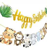 Banner De Cumpleaños De Animales De Safari En La Jungla, Dec