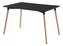 Mesa De Comedor Nordica Escadinava Negra Tapa Negro Patas Natural