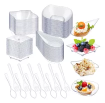 Tessco Juego De 200 Mini Platos De Postre De Plástico Transp