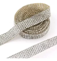 Galon Termoadhesivo De Strass Diamantes De 6 Filas X 50 Cm