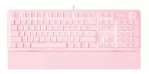 Teclado Gamer Fantech Max Power Mk853 Sakura Edition Qwerty Fantech Red Inglés Us Color Rosa Con Luz Rgb