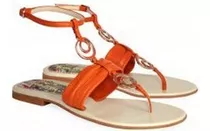 Sandalias Cuero Naranja Hippie Chic Orange - Frou Frou Shoes