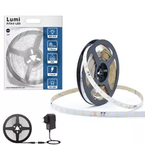 Luminario De Fita Led 2835 Rolo 5m 12v Ip20 P/ Perfil Sanca Branco Quente Com Fonte Alimentaçao