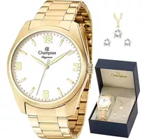 Relógio Champion Feminino Dourado Prova D´água Original Cor Do Bisel Dourado-escuro Cor Do Fundo Branco