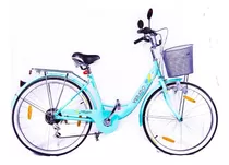 Bicicleta Paseo Verado Young Con Cambios R26 7v Color Verde Con Pie De Apoyo