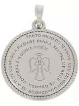 Colar Pingente Medalha Oração Santo Anjo Do Senhor Stlr 01