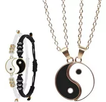 Collares Para Parejas Yin Yang Y Pulseras Ajustables Regalos