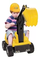 Maquina Trator Escavadeira Infantil Grande Gigante Brinquedo Cor Amarelo