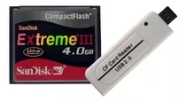 Kit Cf Cartão Compact Flash 4gb + Leitor Cfxusb