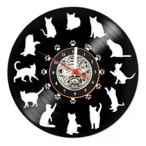 Relógio Disco De Vinil Decoração Gatos Pet Gatinhos