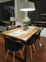 Comedor Diseño Industrial Con 6 Sillas Nórdicas Acolchadas