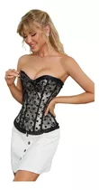 Corset  Overbust Gris Con Exclusivo Diseño Y Less A Tono