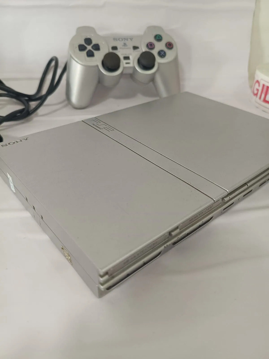Playstation 2 (ps2) Slim Prata 9000x Com 2 Controles | Mercado Livre