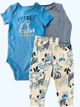 Carter´s Set 3pzas Bodys Mangas Cortasy Largas-panatalon