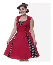 Vestido Vintage Pin Up, Burdeo Años 50 Tallas Grandes Va 207