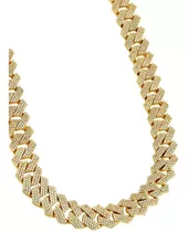 Collar Cadena Cubana Con Diamantes Ice Shadow Simil Oro M®