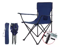 Silla Plegable Camping Playa Picnic Con Porta Vasos Color Azul Oscuro