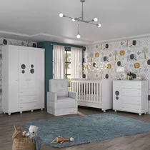 Quarto Bebê C/colchão E Poltrona Pimpolho Multimóveis Mp4097 Cor Branco