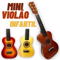 Mini Violão Infantil Acústico C/ Cordas De Aço Iniciantes