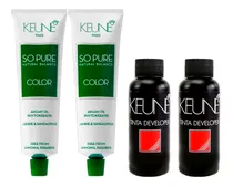 Kit 2 Tintas So Pure Keune 60ml + Ox Cream Dev 6% 20vol 60ml