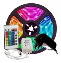 Fita De Led Tira Rgb 4m+ Fonte Usb E Controle De Cor Adesiva