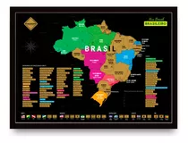 Mapa Brasil Com Moldura 50x70 Cm Raspe Lugares Estados