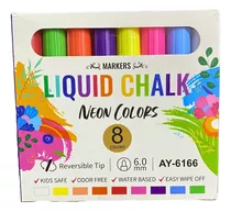 Marcadores Tiza Liquida X8uds Colores Neón Dibujo Arte 