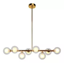 Lustre Pendente 8 Globos Esfera Vidro Molecular Jabuticaba Cor Dourado 110v/220v