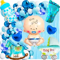 50 Art Babyshower Azul Candybar Globos Nacimiento Bebe Varon