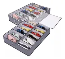 Organizador Zapatos Bajo Cama 12 Divisiones Placard Orden Color Gris