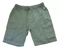 Bermuda Hombre Importada Gabardina Cargo Verde 