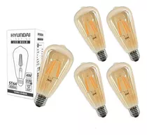 Pack 5 Ampolleta Filamento Led St64 4w E27 Hyundai