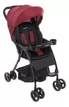 Coche De Paseo Bebe Cuna Multiposiciones Plagado Una Mano Color Rojo Chasis Negro