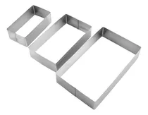 Juego De 3 Anillos De Mousse De Acero Inoxidable Rectangular