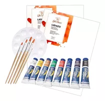 Kit Pintura Acrilex 20ml, Pinceles, 2 Lienzos Y Huevera.