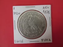 Antigua Moneda Chile 1 Peso De Plata Año 1875 Muy Escasa