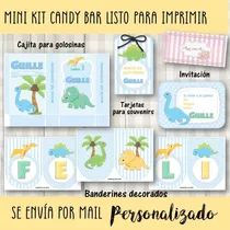 Candy Bar Mini Kit Imprimible Dino Baby #14 Dinosaurios Bebé