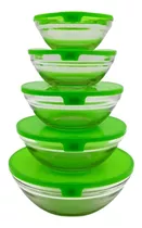 Pocillos Set 5 Piezas Con Tapa Contenedor Bowl