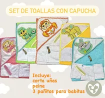 Set De Toalla Con Capucha Para Bebés